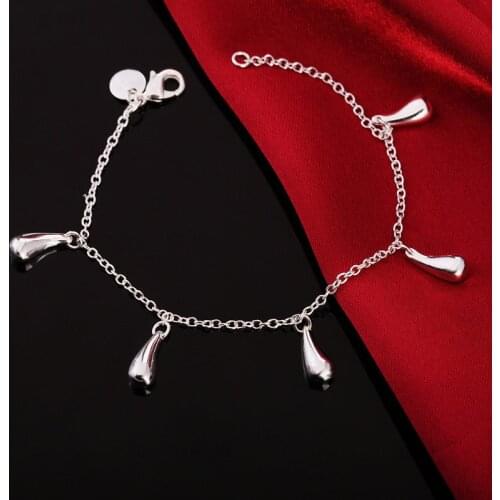 925 Sterling Silver Raindrops/Water drops Pendant Bracelet For Woman Charm Wedding Engagement Fashion Party Jewelry