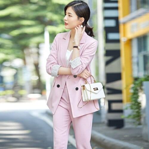 Ladies suit autumn and winter new fashion high-end solid color professional suit temperament nine pants womens two-piece suit
