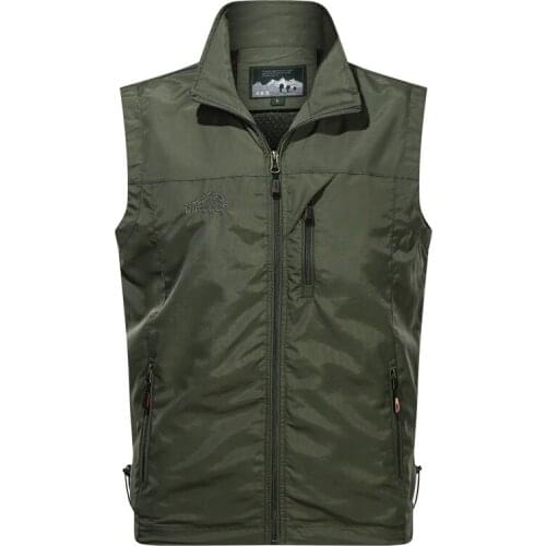 Spring Summer Vest Mens Breathable Waistcoat Vest Outdoor Fishing Hiking Photography Sleeveless Jacket Male Zipper Clothing