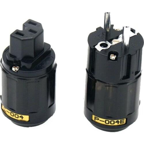 1Pair P004E +C004 Rhodium plated EU Plug Schuko AC EU Power plug C004 IEC Power Connector