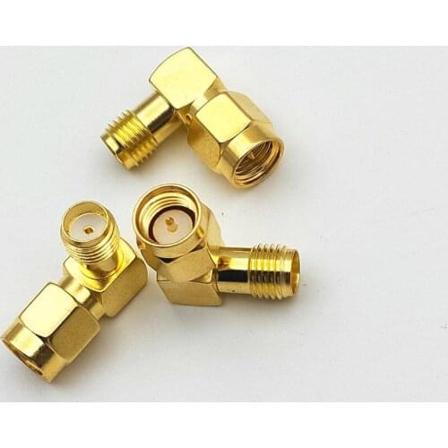 100 pcs gold SMA male to SMA female right angle in series RF connector