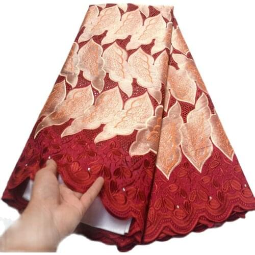 2020 New Arrival wine red High quality wedding lace African Fabric 5 Yards embroidery Swiss Voile Lace-20204WR