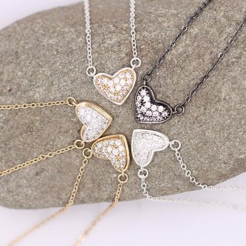 2021 New Full Rhinestone Hear Small Oval Pendant Necklace