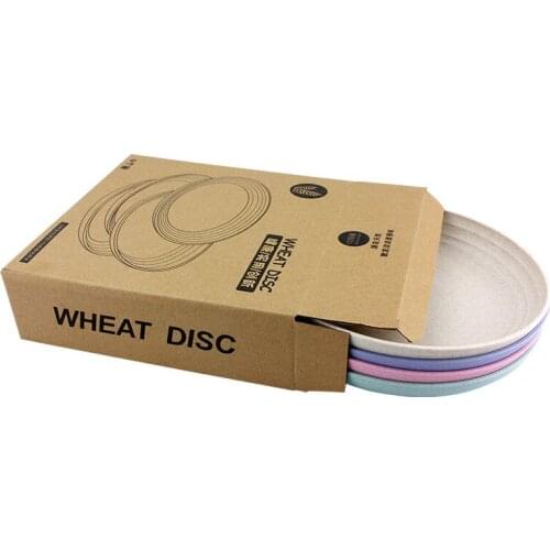 4PCS 4 Colors European Style Snack Dish Dinner Kitchen Plate Serving Dessert Fruit Tray Wheat Straw Snack Snack Plate