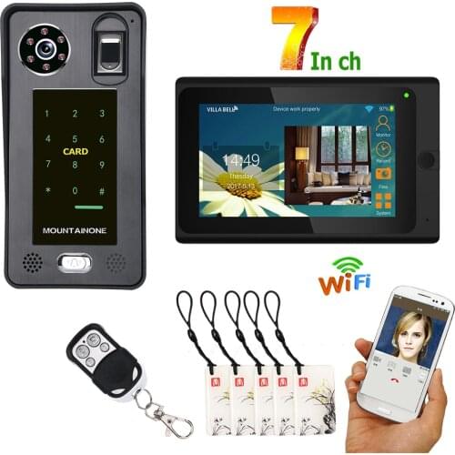 7inch Touch Screen Wired Wifi Fingerprint IC Card Video Door Phone Doorbell Intercom System with Door Access Control System