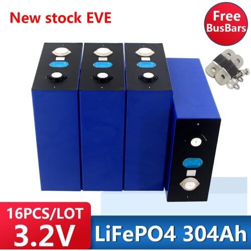 16PCS 100% 2021 New Arrival EVE 3.2V 304Ah 300Ah Prismatic 48V Lifepo4 Battery for Solar Energy Systems
