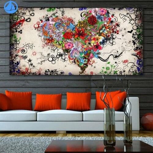 5D DIY Diamond Embroidery Abstract art, heart-shaped flower Picture Of Diamond Painting Cross Stitch Mosaic New Arrival Wall Art
