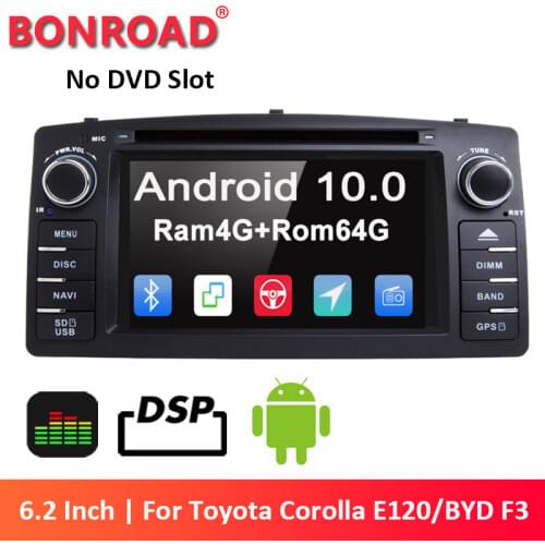 Bonroad 2Din Android 10.Car DVD Player For Toyota Corolla E120/BYD F3 2000 2003 2005 2006 Radio Multimedia Stereo GPS Video
