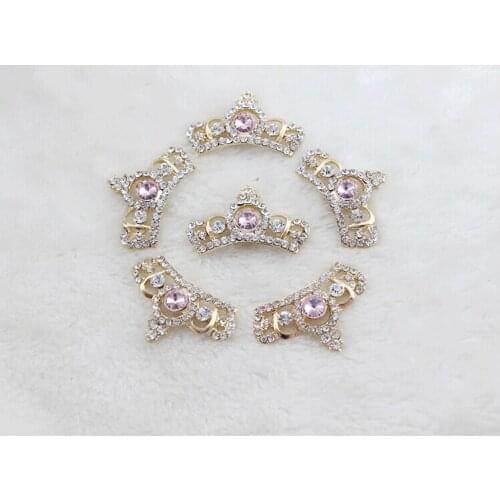 Free Shipping Wholesale 30pcs/lot 27x43mm' Rhinestone Flatback Button crown Button For Wedding Invitation MUGE100