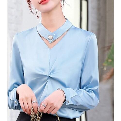 Fashion Woman Blouses 2021 Long Sleeve V-neck Chiffon Blouse Shirt Tops Women Clothes Blouse Women Womens Tops And Blouses C891