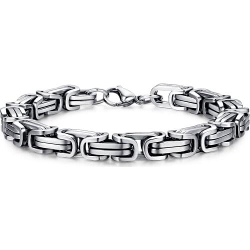 Silver Color Stainless Steel Bracelets Link Byzantine Chain Bracelet For Mens Jewelry Fashion Good Quality