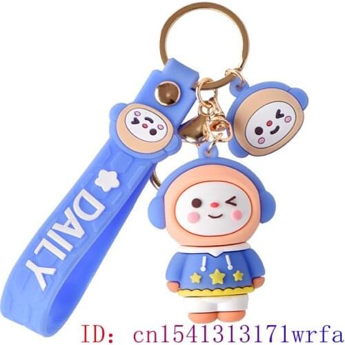 PVC Cartoon Doll Keychain Bag Pendant Keyring Anime Gift Decorations Kawaii Women Cartoon Silica gel Key chain Men Cut Fashion