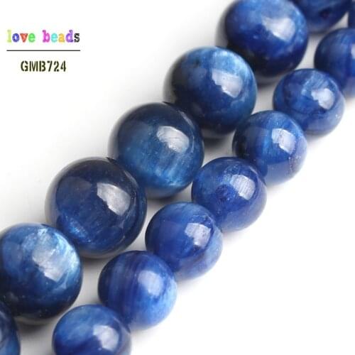 6/8mm Nature Blue Kyanite Round Shape Beads for Jewelry Making diy Bracelet 15inches Strand Healing Stone Beads
