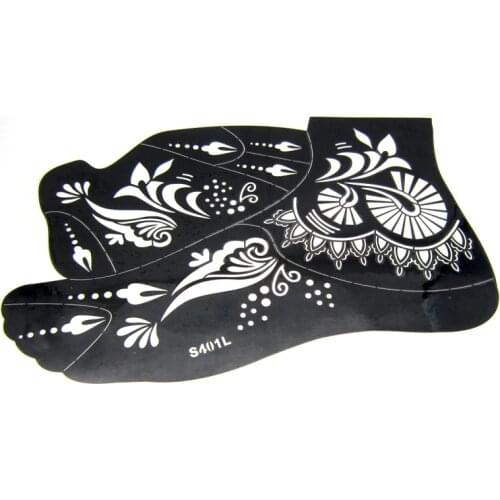 1 Piece Feet Henna Tattoo Stencils For Body Paint,Large Flower Glitter Airbrush Mehndi Foot Tattoo Stencil Templates 24*16.5cm