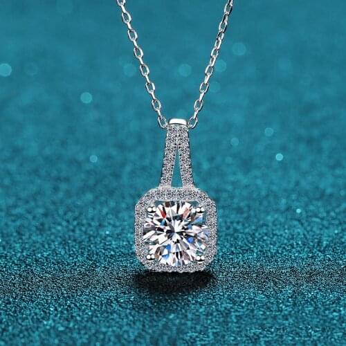 BOEYCJR 925 Silver 1ct/2ct/3ct F color Moissanite VVS Wedding Fine Jewelry Pendant Necklace for Women Anniversary Gift