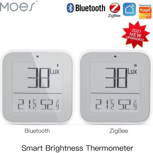 Moes Smart ZigBee Bluetooth Mesh Brightness Thermometer Light Temperature Humidity Sensor Detector Tuya Smart App Alexa Control
