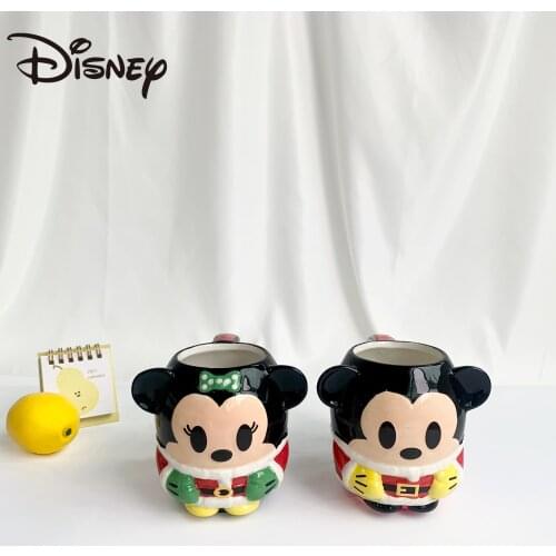 Disney Mugs, Q version of Mickey Minnie fans ceramic cup cartoon cute personality big belly drinking cup gift cup