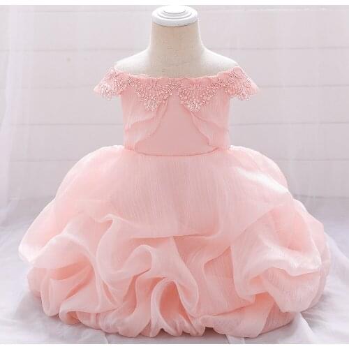 Baby Girl Clothes 1st Birthday Girls Tutu Dress Pearl Belt Baptism Evening Party Gown Princess Kids Dresses for Girl