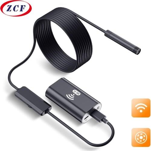 F99 Wifi Endoscope Camera HD720P 8mmLens USB Camera Semi-rigid Cable Waterproof Iphone Android Wireless Car Inspection Borescope