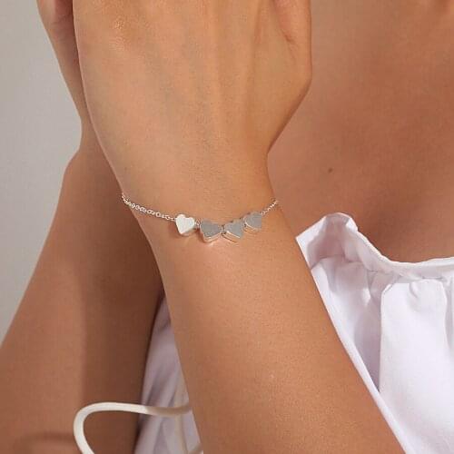 FLYANGEL Love Heart Alloy Bracelet Feminine Charm Fashion Accessories Jewelry Mothers Day Girlfriend Birthday Gift