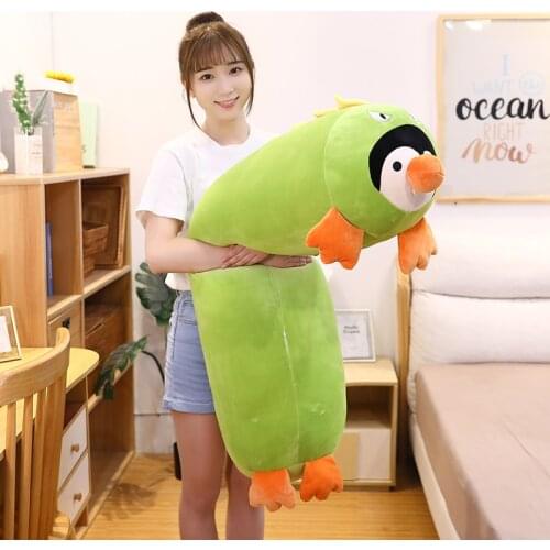 60-130cm Giant Cartoon Penguin Plush Toys Turn To Teddy Bear Dinosaur Panda Stuffed Soft Animals Doll Long Sleep Pillow Kid Gift