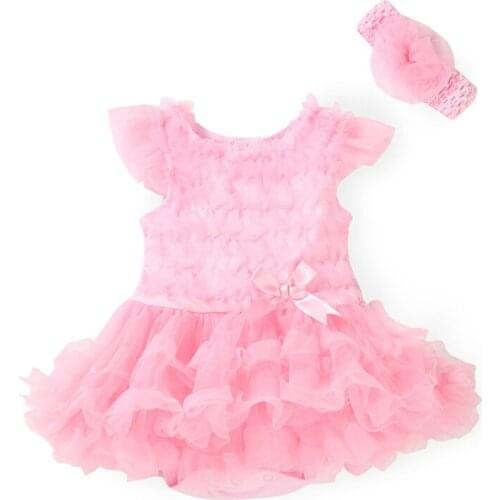 Newborn Baby Clothing Baby Girl skirt Sets Clothes Bow tutu Princess Pink Dress Rompers+Headband 2 Pcs/Set Kids Gifts