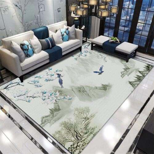 3D Chinese Flower Bird Printed Carpets Rugs Living Room Ink Painting Area Rug Bedroom Home Carpet Sofa Coffee Table Modern Floor
