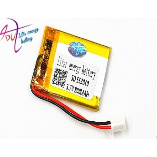 JST XH 2.54mm 553040 3.7V 603040 Lithium Polymer LiPo Rechargeable Battery For Mp3 headphone PAD DVD bluetooth camera