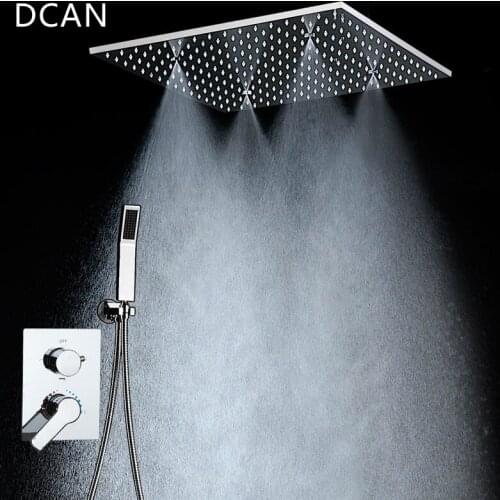 DCAN Bathtub Rainfall Shower Head Set Polished Wall Mounted SPA Massage Spray Panel Mixer Taps Shower Faucets Set Chrome Finish