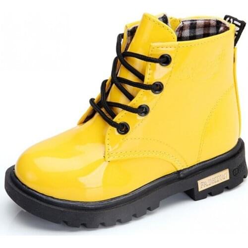 News Children Shoes Boots for Children Martin Boots for Girl PU Leather Waterproof Winter Kids Snow Shoes Girls Boots Size21-37