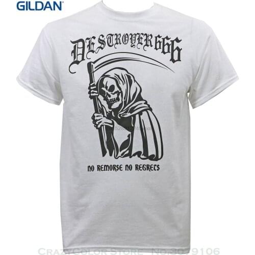 Harajuku Funny Rick Tee Shirts Authentic Destroyer 666 Band No Remorse No Regrets T-shirt White S-2xl New