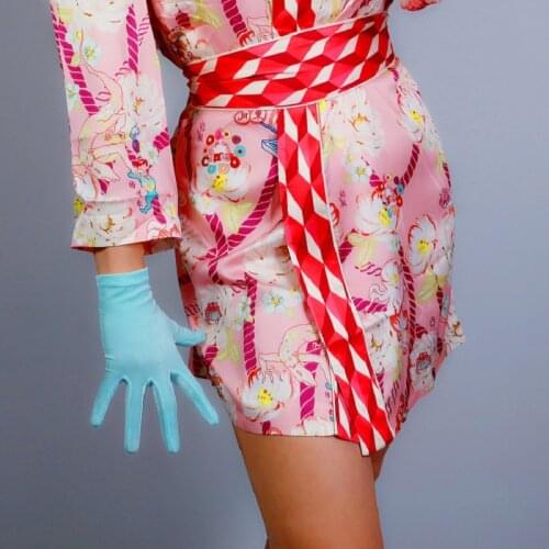 Elegant Lavender Velvet Gloves Evening Dress Party Elastic Stretchy Women Spectial Occastion Finger Blue Gloves One Size ST370