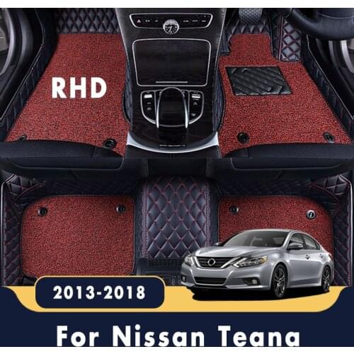 RHD For Nissan Teana Altima L33 2018 2017 2016 2015 2014 2013 Luxury Car Floor Mats Leather Carpet Double Layer Wire Loop Rugs