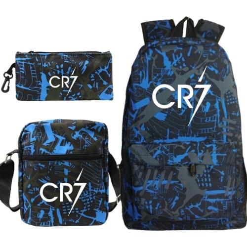 Cristiano Ronaldo CR7 Backpack 3pcs/set School Bags for Girls Boy Laptop Travel Knapsack Women Rucksack Shoulder Bags Pen Case