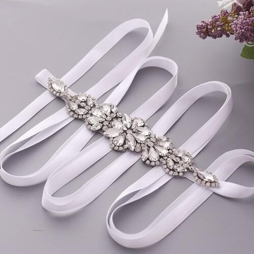 OLOMLB Diamond Wedding Belt Rhinestones Bridal Belt Silver Crystal Bridal Dress Sash For Wedding Accessories