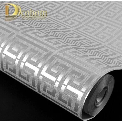 Grey Silver Black And White Modern Geometric Lattice Embossed Texture 3D Wallpaper Hotel Study Background Decor Wall Paper