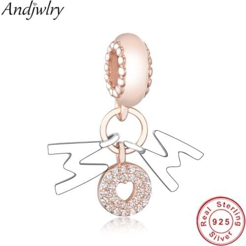Fit Original Pandora Charms Bracelet 925 Sterling Silver Mom Letter Charms Pendant Dangle Beads Necklaces Berloque DIY Jewelry