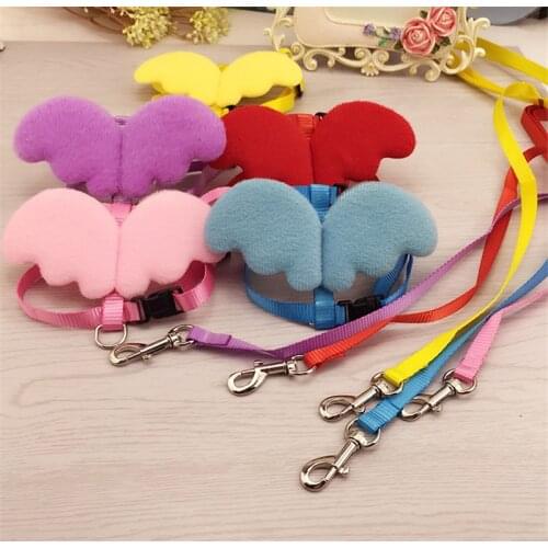 Cute Angel Pet Dog Leashes and Collars Set Puppy Leads for Small Dogs Cats Designer Wing Adjustable Dog Harness Pet Accessories