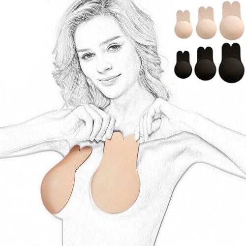 Silicone Nipple Cover Stickers Rabbit Bra Style Adult Game Push Up Bra Sex Toys For Woman Invisible Bra Strapless Black Lingerie