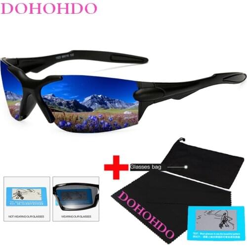 DOHOHDO Sport Polarized Sunglasses Polaroid Sun Glasses Mirror Windproof Goggles UV400 Sunglasses For Men Women Eyewear With Bag
