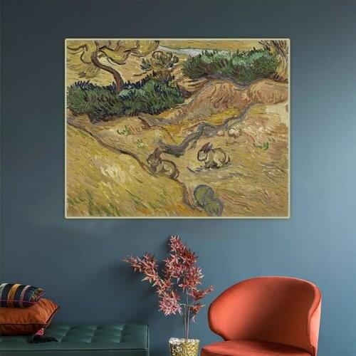 Van Gogh《Landscape with Rabbits》Canvas Art Oil Painting Artwork Aesthetic Picture Wall Hanging Decor Home Living Room Decoration