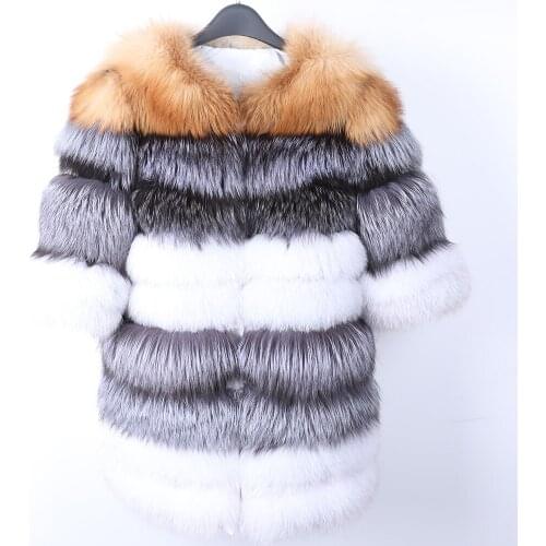 Real fur coat 100% natural fur jacket long female winter warm leather fox fur coat high quality fur vest Free shipping