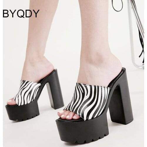 BYQDY 2021 Summer For Dropship Fashion Block High Heels Thick Platform Cool Ladies Summer Sandals Shoes Open Toe Women Footwear