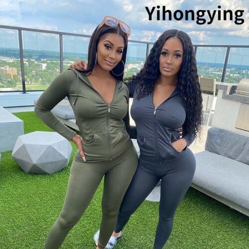 Streetwear Fall 2020 Two 2 Piece Set Women Outfits Matching Sets Hoodies Leggings Women Sweatsuit Ladies Tracksuit Female