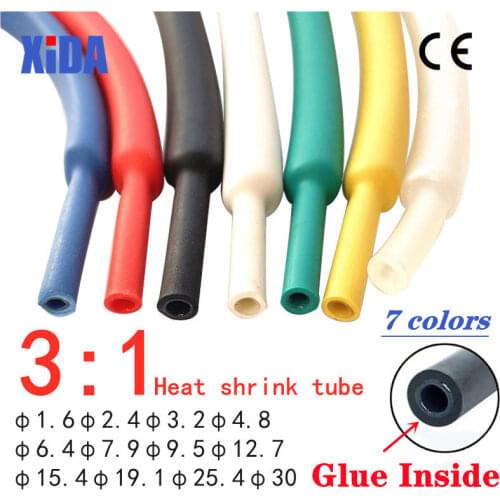 1M 3:1 3.2mm 4.8mm 6.4mm 9.5mm 15.4mm 19.1mm Clear Dual Wall Heat Shrink Tube thick Glue ratio Shrinkable Tubing Adhesive Lined