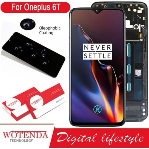 100% Original 6.41'' Amoled LCD with frame for Oneplus 6T A6010 A6013 Display Touch Screen Digitizer Assembly Repair Parts