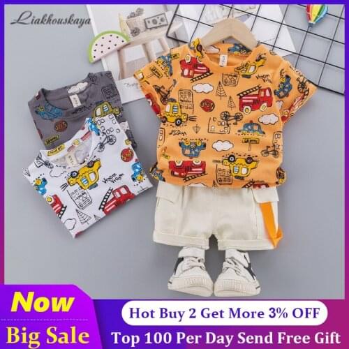 3 Colors Brand Children Clothing Sets xxx Boys And Girls Kids Summer Clothes Cartoon Car T Shirt +Shorts Pants Sport Suit Baby