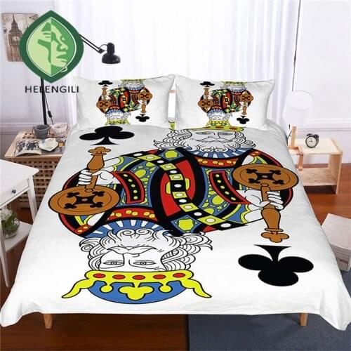 HELENGILI 3D Bedding Set Color Poker Print Duvet cover set bedclothes with pillowcase bed set home Textiles #PK-03