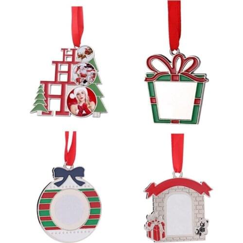 40GB Sublimation Blank Pendant Heat Transfer Christmas Tree Hanging Ornament with Red Hanging Rope for Holiday DIY Crafts