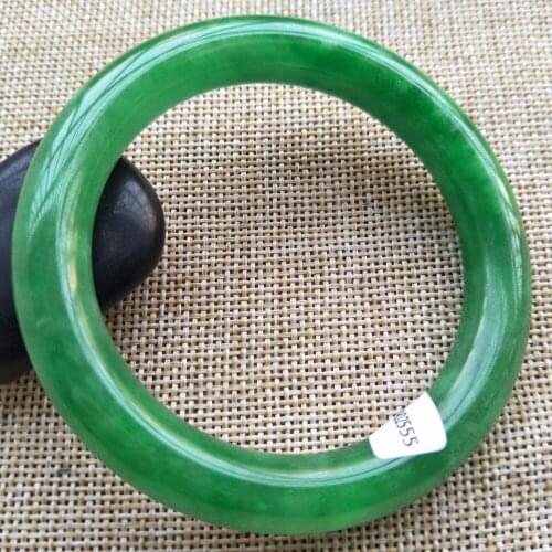 57-60mm Certified (Grade A) 100% Natural GREEN Jadeite JADE Bracelet Bangle